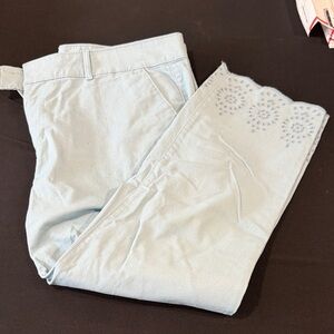 LOFT Sky Blue Capris with Eyelet Detail size 14